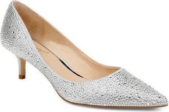 Badgley Mischka Frenchie Pointed Toe Pump in Silver Satin at Nordstrom, Size 8.5