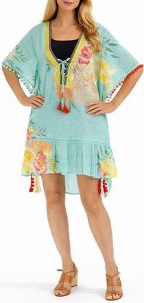 Ranee&rsquo;s Floral Cotton Cover-Up in Aqua at Nordstrom Rack