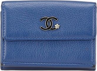 Chanel Blue Leather Wallet (Tri-Fold) (Pre-Owned)