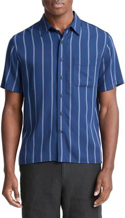 Vince Pacifica Stripe Short Sleeve Button-Up Shirt in Royal Blue/cobalt at Nordstrom Rack, Size Xx-Large