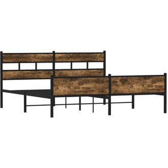 vidaXL Estructura De Cama Sin Colch&oacute;n Metal Roble Ahumado 200x200 Cm Vidaxl