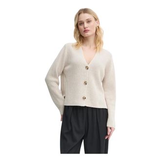 Marc O'Polo V-hals Cardigan Relaxed - Dames - Truien - Beige - Maat: M Katoen