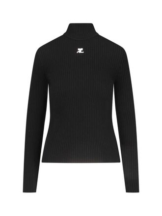 Courr&egrave;ges Turtleneck, In Black Viscose Blend