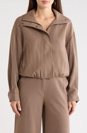 Max Studio Bubble Hem Crop Bomber Jacket in Mushroom at Nordstrom Rack, Size X-Large