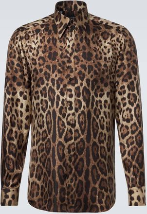 Dolce & Gabbana Camicia in seta con stampa leopardata