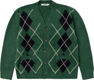 Kestin Muirfield Cardigan - Heren - Vesten - Groen - M/L - Katoen - Truien & Vesten
