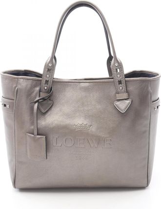 Loewe Gray Leather Handbag Tote Bag (Pre-Owned)