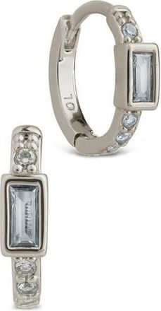Sterling Forever Holland Cubic Zirconia Huggie Hoop Earrings in Silver at Nordstrom Rack