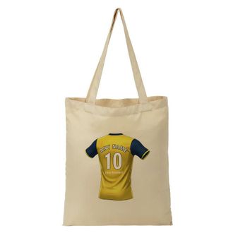Unigift Personalised Gift - Oxfordshire Fan Tote Shopping Bag (Yellow and Blue Football Jersey Design) Custom Name - Headington OX4 Club