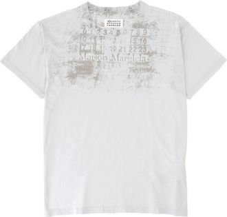 Maison Margiela Relaxed Fit Vintage Print White Cotton T-Shirt