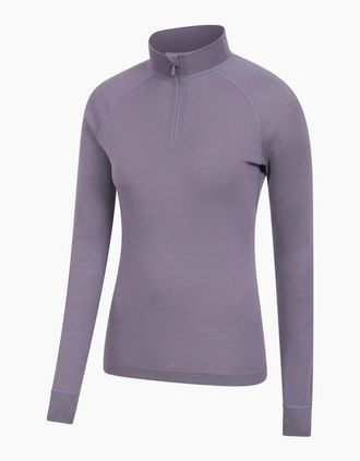 Mountain Warehouse Womens Mountain Warehouse Womens/Ladies Merino Wool Zip Neck Thermal Top - Purple - Size: 12
