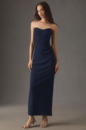 BHLDN Pippa Strapless Sweetheart Crepe Column Maxi Dress