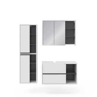 Vicco Conjunto De Muebles De Ba&ntilde;o Viola, Blanco, 3 Piezas