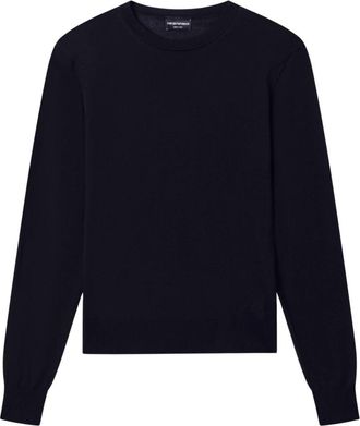 Emporio Armani Pure Virgin Wool Jumper - Heren - Ronde hals truien - Blauw - M - Wol - Truien & Vesten