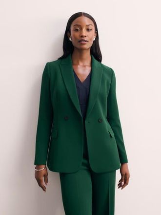 The Fold Knighton Clever Crepe Blazer in Green at Nordstrom, Size 10