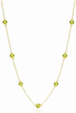House of Frosted 14K Yellow Gold Peridot Station Chain Necklace at Nordstrom Rack, Size 16