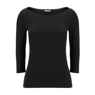 Wolford Black Jumper with Round Neck - female - Wolford - Long Sleeve T-Shirts - Black - L - Tops