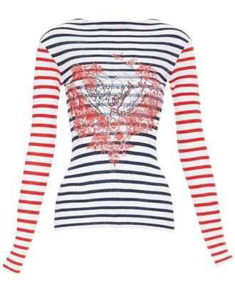 Dior Dioramour D-Royaume Damour Striped Heart Sweater, Size Fr 34 (Authentic Pre-Loved)