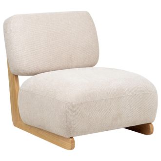 Beliani Sill&oacute;n Retro Sin Reposabrazos Patas De Madera Maciza Tapicer&iacute;a De Tela Beige Claro Kokkola