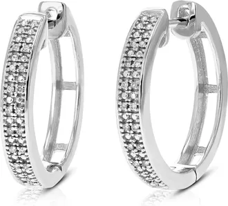 Vir Jewels 1/6 cttw Lab Grown Diamond Hoops Earrings in Sterling Silver With Hidden Post For Women