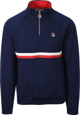 Fila Mens ROLANDO HALF ZIP NAVY/GARDENIA/ RED Cotton - Size X-Large