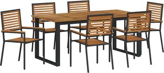 vidaXL Conjunto De Comedor De Jard&iacute;n 7 Uds. Negro Vidaxl