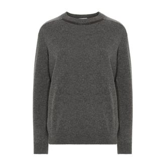 Brunello Cucinelli Round-neck Knitwear, female, Gray, S, Luxurious Lead Knitwear Long Sleeve