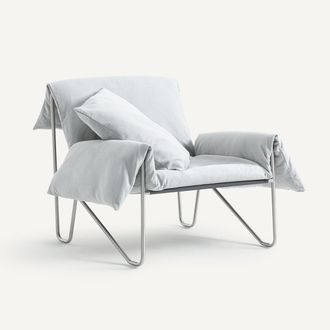 OTTO STUDIO FOR AM.PM Fauteuil van katoen-linnen en staalmetaal Nomad