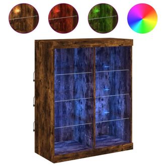 Berkfield Home Sideboard with LED Lights Smoked Oak 81x37x100 cm in Brown | Size: 81 x 37 x 100 cm