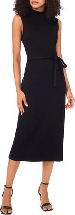 Vince Camuto Mock Neck Sleeveless Knit Midi Dress in Rich Black at Nordstrom, Size X-Large