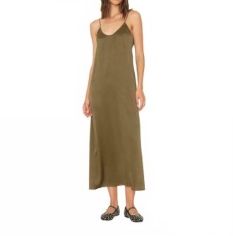 Xirena Destin Midi Slip Dress In Golden Olive