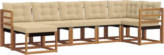 vidaXL Conjunto De Sof&aacute;s De Exterior 7 Uds. Natural Y Beige Vidaxl