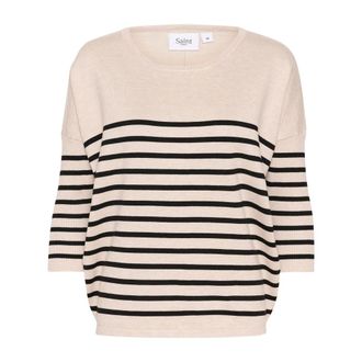 Saint Tropez Maglione a Righe Oversize - - Knitwear - Donna - Beige - XL