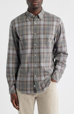 James Campbell Franklin Modern Fit Plaid Cotton Button-Up Shirt in Coal at Nordstrom, Size Xx-Large
