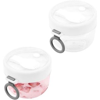 OEM Juego De 2 Recipientes Para Copos De Avena (600 Ml Cada Uno), Vasos De Yogur Antiderrame Con Cuchara Y Tapa - Crezuo