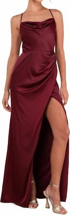 Lulus Moments Of Beauty Satin Cowl Neck Tulip Maxi Dress In Plum Purple
