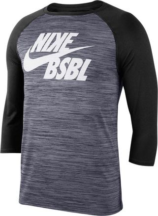 Nike Velocity Legend Baseball T-Shirt Mens Gray Black 3/4 Sleeve DSGL895