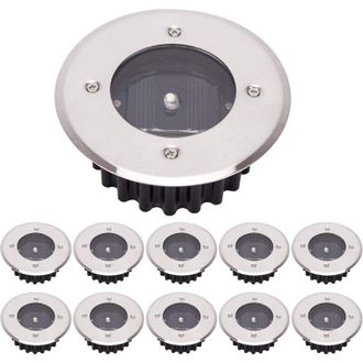 OEM L&aacute;mpara Solar Led Para Suelo, Paquete De 10 Unidades, Luz Exterior, Farola, Luz De Tierra, Resistente Al Agua Ip65 (blanco Fr&iacute;o, Redonda) [clase Energ