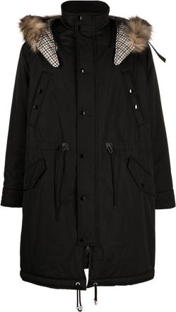 Kenzo faux-fur-detailed hooded coat - men - Polyester/Cotton/Cotton/Polyester - L - Black
