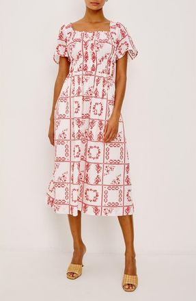 Rails Nanette Print Midi Dress in Ivory Red Handkerchief at Nordstrom, Size Xx-Small