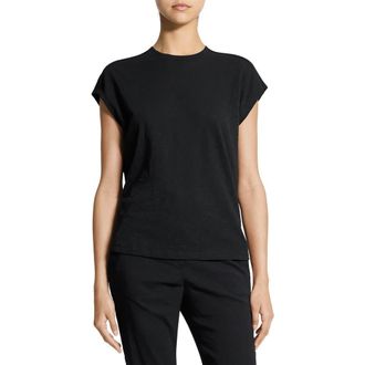 Theory Cap Sleeve Organic Cotton T-Shirt in Black at Nordstrom, Size X-Large