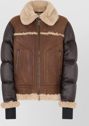 Moncler nappa leather short down jacket shearling