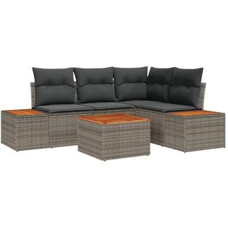 vidaXL Garden Sofa Set with Cushion 4 pcs Grey Poly Rattan vidaXL