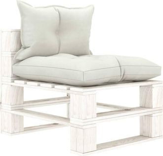 vidaXL Vidaxl - Sof&aacute; Central De Palets Para Jard&iacute;n Madera Con Cojines Beige