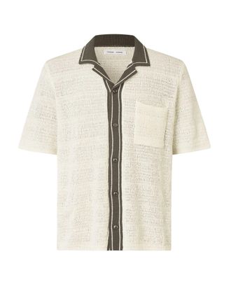 Sams&oslash;e & Sams&oslash;e Short-Sleeved Knit Shirt with Button Closure and Textured Finish