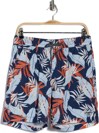Hurley Resort Volley Swim Shorts in Blue/Black at Nordstrom Rack, Size X-Large