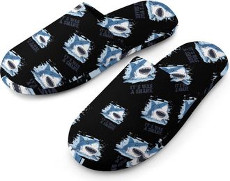Generic Its Was A Shark Mens Cotton Slippers Memory Foam Comfort House Shoes Winter Indoor Slipper for Hotel Casa Spa