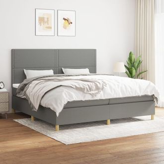vidaXL Vidaxl - Cama Box Spring Con Colch&oacute;n Tela Gris Oscuro 200x200 Cm