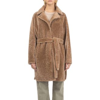 Gorski Reversible Textured Genuine Shearling Stroller, Belt in Latte/latte at Nordstrom, Size X-Small