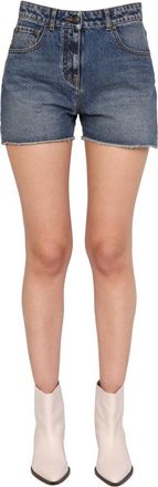 Palm Angels Cotton Denim Shorts - Blue